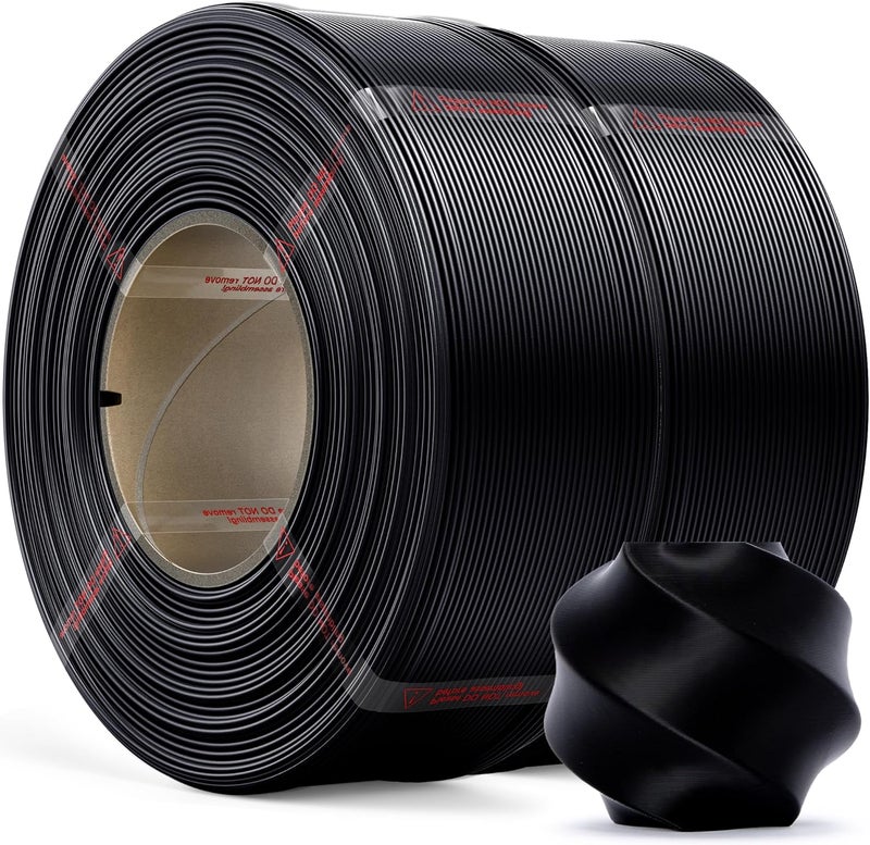 MarsWork PLA Basic, Pre-Dried Refill Filament 2-Pack Bundle (2kg/4.4lbs) for Reusable Spools, 1.75mm Spool-Less Bulk PLA 3D Printing Filament, Compatible with Bambu Lab 3D Printers – Black x 2 - Image 1